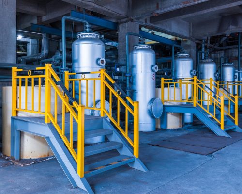 steel pipelines and cables in a plant,Industrial zone.